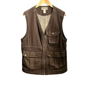 Duluth Trading Firehose Thick Fleece Lined Canvas Vest With Pockets Men's Medium